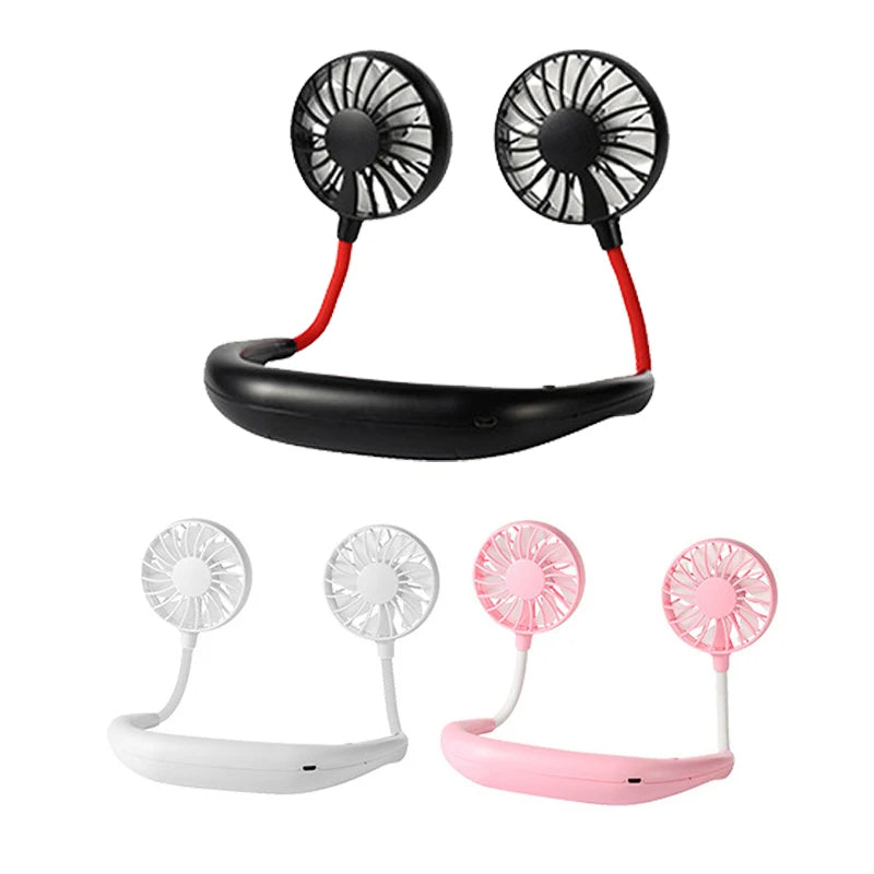 USB Portable Cold Fan Hands Free Neck Hanging Rechargeable Mini Sports3-Speed