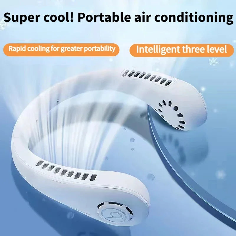Neck Fan, Portable Bladeless Fan, 4000mAh Battery USB Rechargeable
