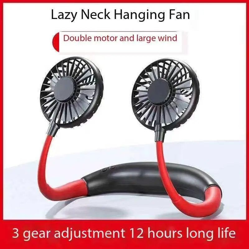 USB Portable Cold Fan Hands Free Neck Hanging Rechargeable Mini Sports3-Speed