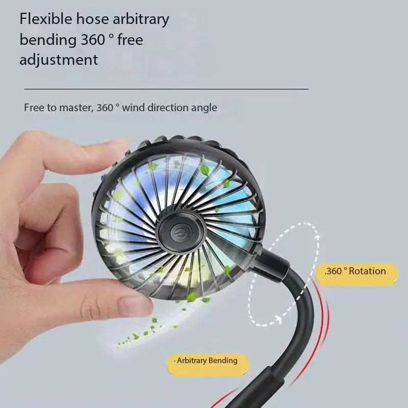 USB Portable Cold Fan Hands Free Neck Hanging Rechargeable Mini Sports3-Speed