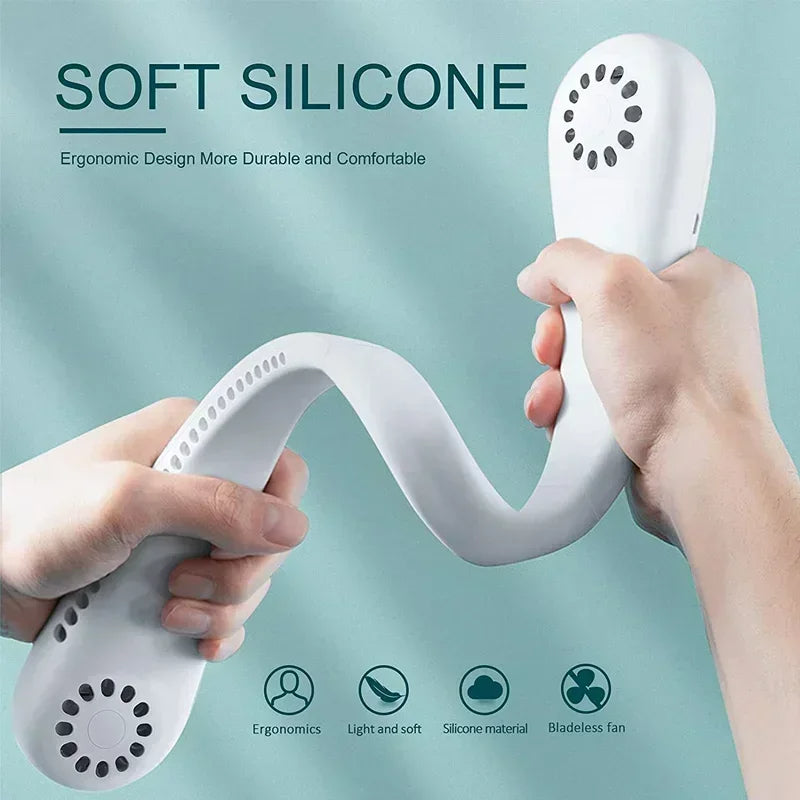 Neck Fan, Portable Bladeless Fan, 4000mAh Battery USB Rechargeable