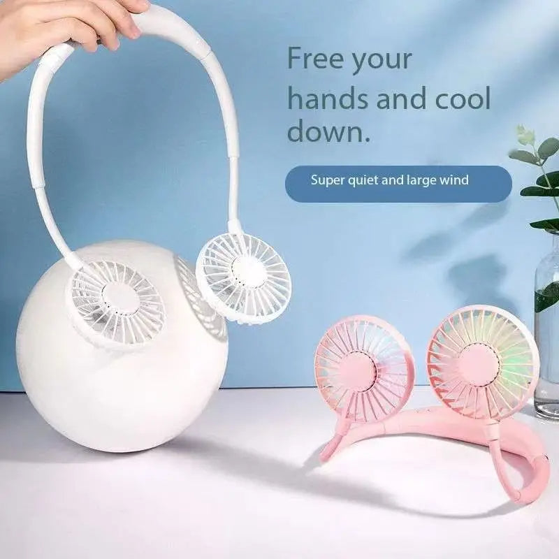 USB Portable Cold Fan Hands Free Neck Hanging Rechargeable Mini Sports3-Speed