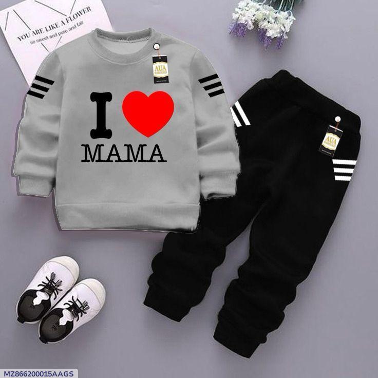 2 Pcs Girl's Fleece Printed Sweatshirt Tracksuit